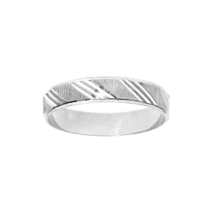 BAGUE ARGENT RHODIÉ 4MM DIAMANTÉE STRIÉE