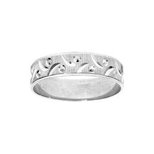 BAGUE ARGENT RHODIÉ 5MM DIAMANTÉE