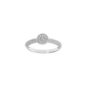 BAGUE ARGENT PLATINÉ ROND OXYDES BLANCS SERTIS