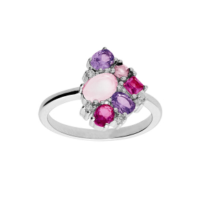 BAGUE ARGENT RHODIÉ OXYDES ROSES