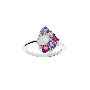 BAGUE ARGENT RHODIÉ OXYDES ROSES