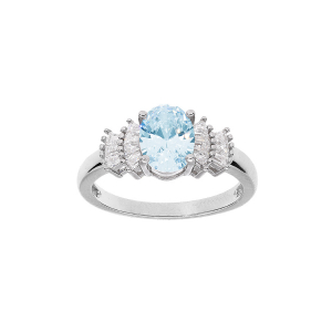 BAGUE ARGENT RHODIÉ OXYDE BLANC ET BLEU CIEL