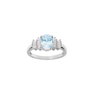 BAGUE ARGENT RHODIÉ OXYDE BLANC ET BLEU CIEL