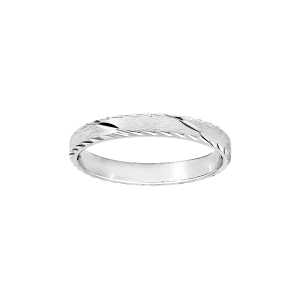 ALLIANCE ARGENT RHODIÉ 3MM BROSSE TRAIT BIAIS