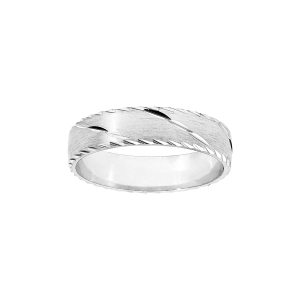 ALLIANCE ARGENT RHODIÉ 5M BROSSE DIAMANTEE BIAIS + LISERET