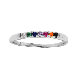 BAGUE ARGENT RHODIÉ ANNEAU MULTI COULEURS