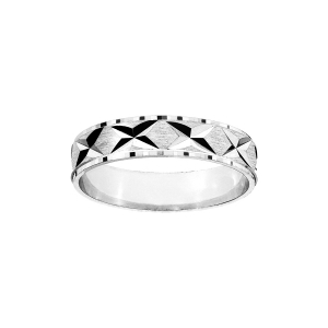 ALLIANCE ARGENT RHODIÉ 5MM MOTIF X