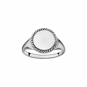 CHEVALIERE ARGENT RHODIÉ RONDE CONTOUR PERLÉ