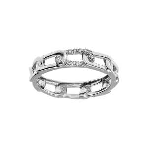 BAGUE ARGENT RHODIÉ FORME MAILLE OXYDES BLANCS