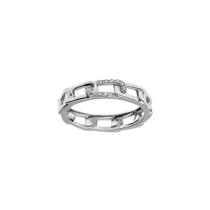 BAGUE ARGENT RHODIÉ FORME MAILLE OXYDES BLANCS