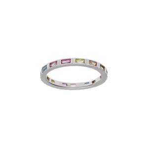 BAGUE ARGENT RHODIÉ AVEC OXYDES MULTI COULEURS