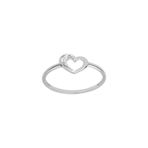 BAGUE ARGENT PLATINÉ COEUR OXYDES BLANCS SERTIS