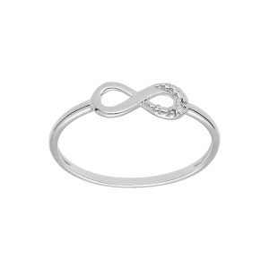 BAGUE ARGENT PLATINÉ INFINI OXYDES BLANCS SERTIS