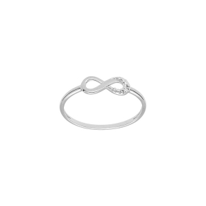 BAGUE ARGENT PLATINÉ INFINI OXYDES BLANCS SERTIS