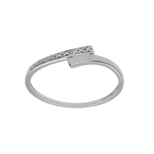 BAGUE ARGENT PLATINÉ VOLUTE OXYDES BLANCS SERTIS