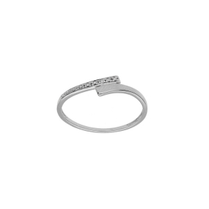 BAGUE ARGENT PLATINÉ VOLUTE OXYDES BLANCS SERTIS