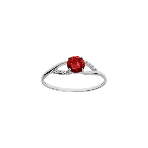 BAGUE ARGENT PLATINÉ OXYDES ROUGE ET BLANCS SERTIS