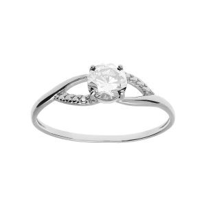 BAGUE ARGENT PLATINÉ OXYDES BLANCS SERTIS