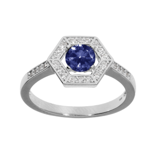 BAGUE ARGENT RHODIÉ OXYDE BLEU ET CONTOUR OXYDES BLANCS