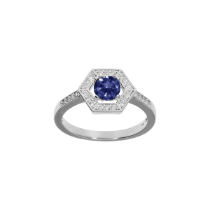 BAGUE ARGENT RHODIÉ OXYDE BLEU ET CONTOUR OXYDES BLANCS