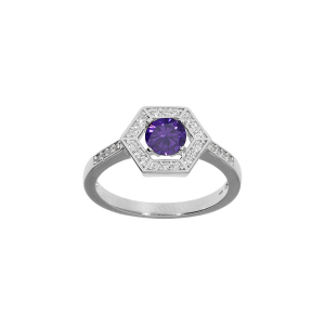 BAGUE ARGENT RHODIÉ OXYDE VIOLET ET CONTOUR OXYDES BLANCS