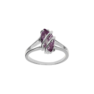 BAGUE ARGENT RHODIÉ NAVETTE OVALE OXYDE VIOLET