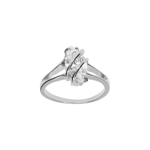 BAGUE ARGENT RHODIÉ NAVETTE OVALE OXYDE BLANC