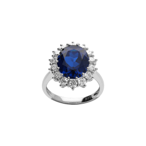 BAGUE ARGENT RHODIÉ ROYALE  OXYDE BLEU (17 MM X 14 MM)