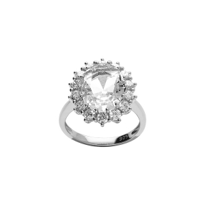 BAGUE ARGENT RHODIÉ ROYALE  OXYDE BLANC (17 MM X 14 MM)