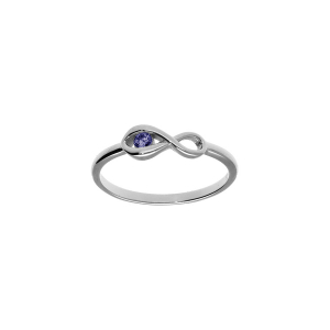 BAGUE ARGENT RHODIÉ INFINI OXYDE BLEU FONCÉ