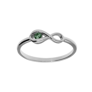 BAGUE ARGENT RHODIÉ INFINI OXYDE VERT FONCÉ