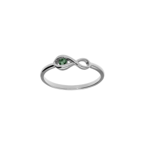 BAGUE ARGENT RHODIÉ INFINI OXYDE VERT FONCÉ