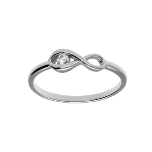 BAGUE ARGENT RHODIÉ INFINI OXYDE BLANC