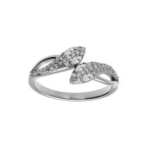 BAGUE ARGENT RHODIÉ SERPENT DOUBLE OXYDES BLANCS