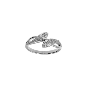 BAGUE ARGENT RHODIÉ SERPENT DOUBLE OXYDES BLANCS
