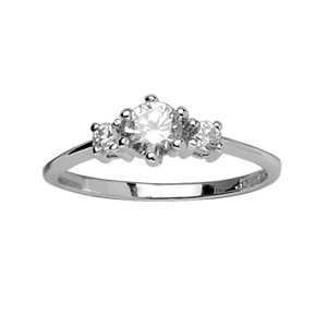 BAGUE ARGENT RHODIÉ 3 OXYDES BLANCS