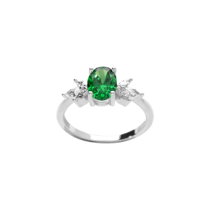 BAGUE ARGENT RHODIÉ OXYDES BLANCS ET VERT