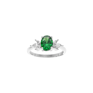 BAGUE ARGENT RHODIÉ OXYDES BLANCS ET VERT