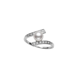 BAGUE ARGENT PLATINÉ PERLE DE CULTURE D'EAU DOUCE AVEC OXYDES BLANCS SERTIS