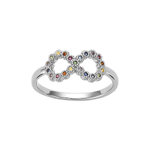 BAGUE ARGENT RHODIÉ MOTIF INFINI MULTI COULEURS