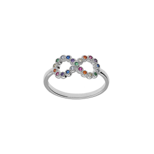 BAGUE ARGENT RHODIÉ MOTIF INFINI MULTI COULEURS