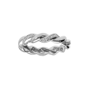 ALLIANCE ARGENT RHODIÉ TORSADÉE LISSE ET OXYDES BLANCS SERTIS