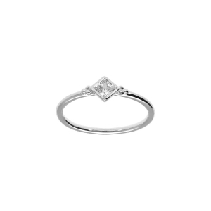 BAGUE ARGENT RHODIÉ OXYDE BLANC SERTI CLOS CARRÉ