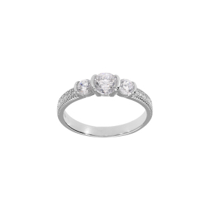 BAGUE ARGENT RHODIÉ TRILOGIE OXYDES BLANCS