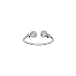 BAGUE ARGENT RHODIÉ OUVERTE OXYDES BLANCS SERTI CLOS