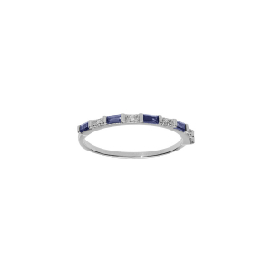 BAGUE ARGENT RHODIÉ MOTIF RECTANGLE OXYDES BLEUS ET BLANCS