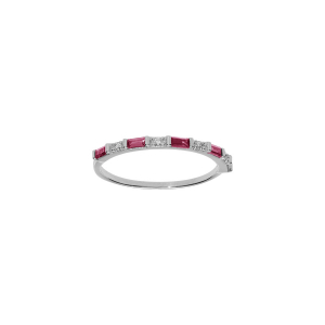 BAGUE ARGENT RHODIÉ MOTIF RECTANGLE OXYDES FUSHIA ET BLANCS