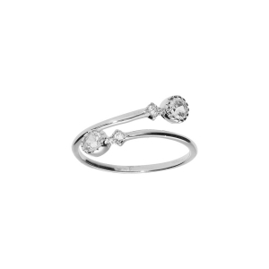 BAGUE ARGENT RHODIÉ OUVERTE SPIRALE OXYDES BLANCS SERTI CLOS