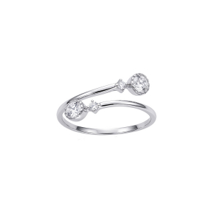 BAGUE ARGENT RHODIÉ OUVERTE SPIRALE OXYDES BLANCS SERTI CLOS