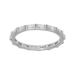 BAGUE ARGENT RHODIÉ MOTIF RECTANGLE OXYDES BLANCS